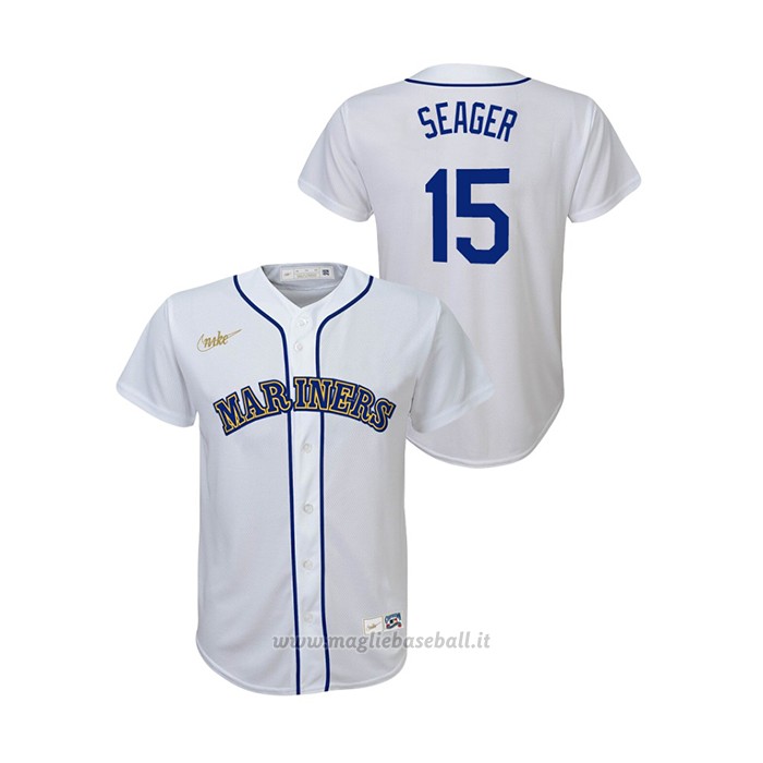 Maglia Baseball Bambino Seattle Mariners Kyle Seager Cooperstown Collection Primera Bianco